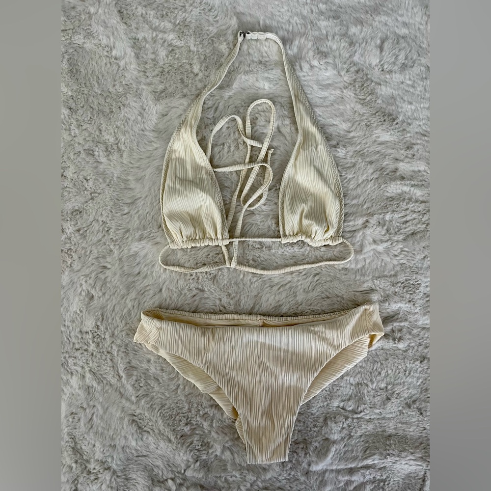 Frankies Bikinis Plissé Triangle Bikini Top & Bottom